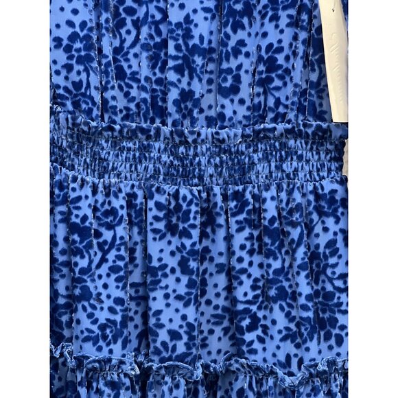 Shoshanna Blue Burnout Velvet Long Sleeve Mini Dress Sz 10 NWT - Picture 5 of 7